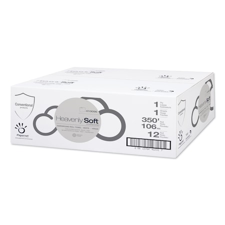 Papernet Heavenly Soft Hardwound Paper Towel, 1 Ply Ply, Continuous Roll Sheets, 350 ft., White, 12 PK 410096